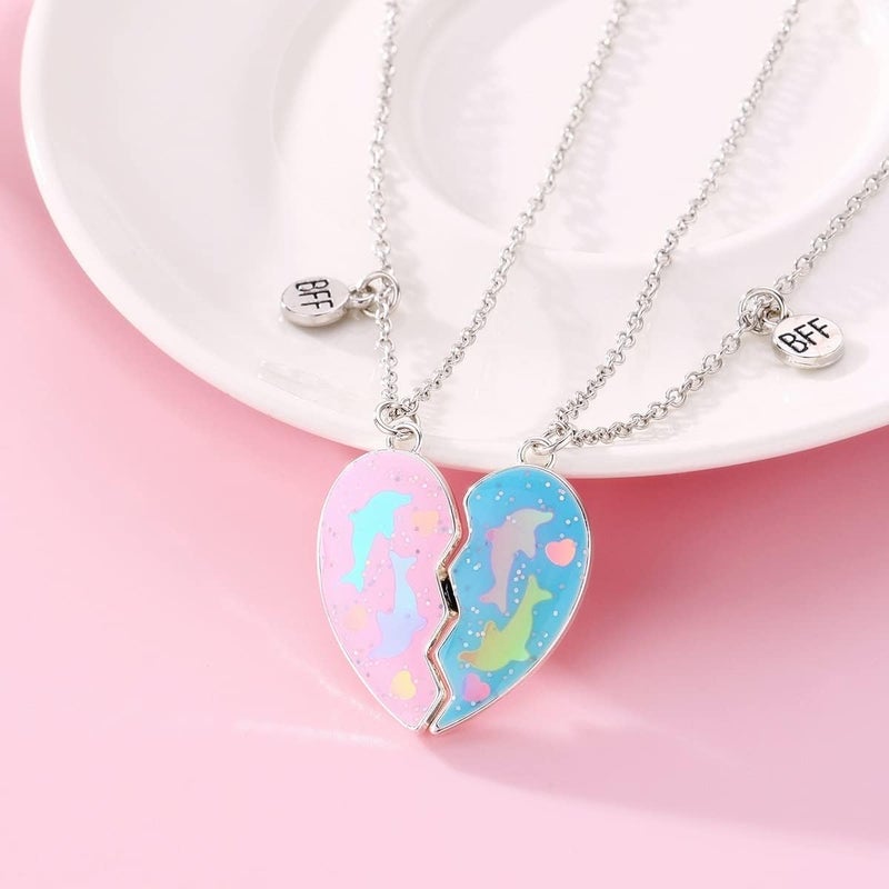 Lezmoii Friendship Necklace Best Friend Necklace Matching Magnetic Unicorn Mermaid BFF Necklace for 2 Girls Friendship Gifts - Image 3